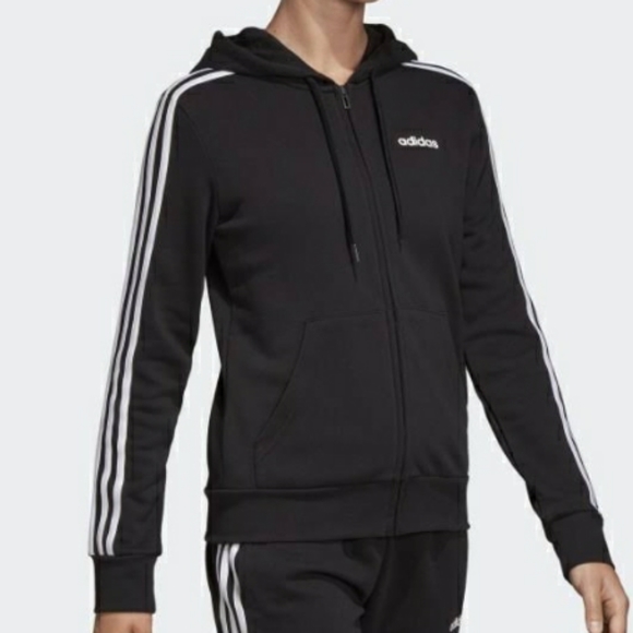 NWT Adidas black white fleece hoodie zipper size M - Picture 4 of 6